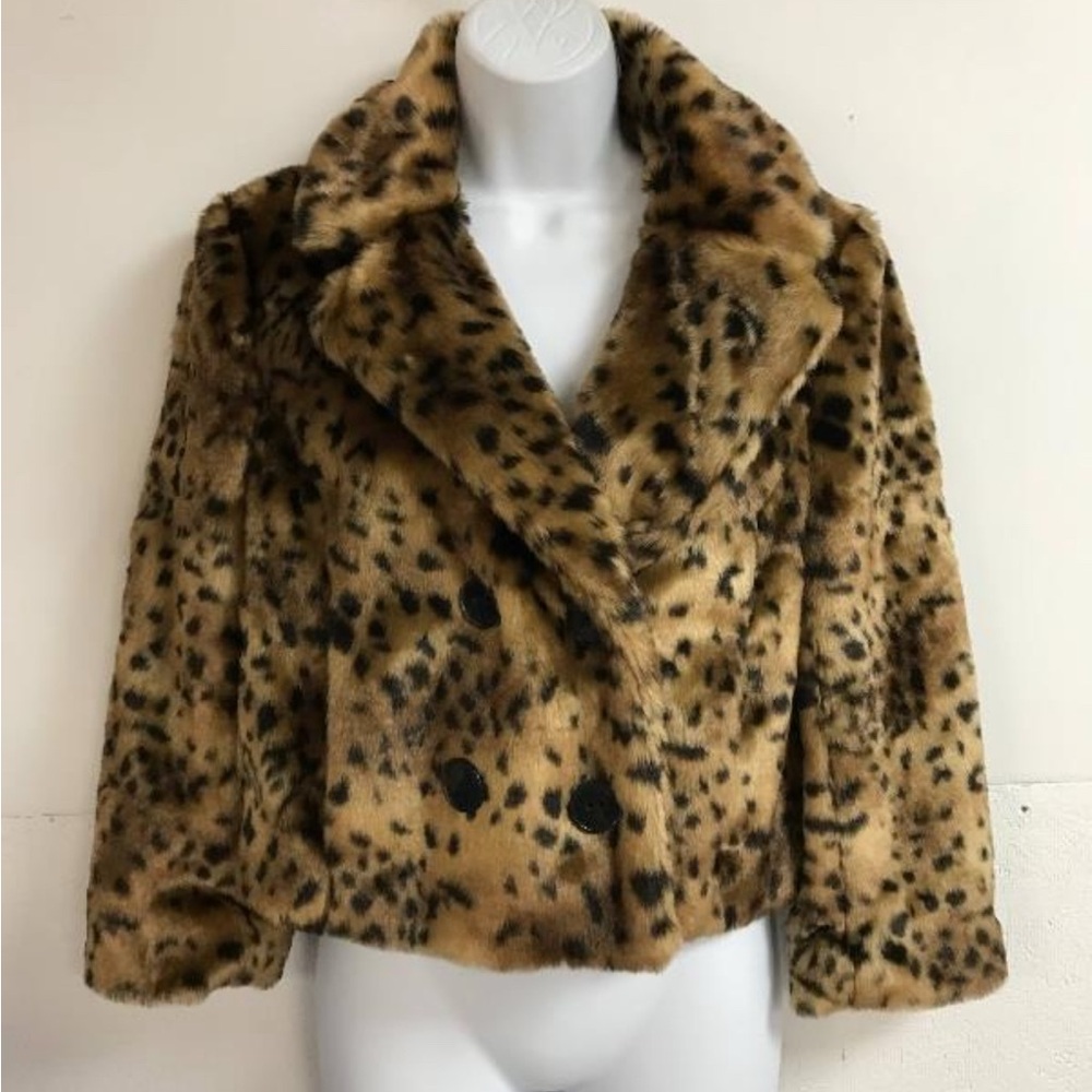 LOFT Brown and Black Teddy Jacket Plush Faux Fur